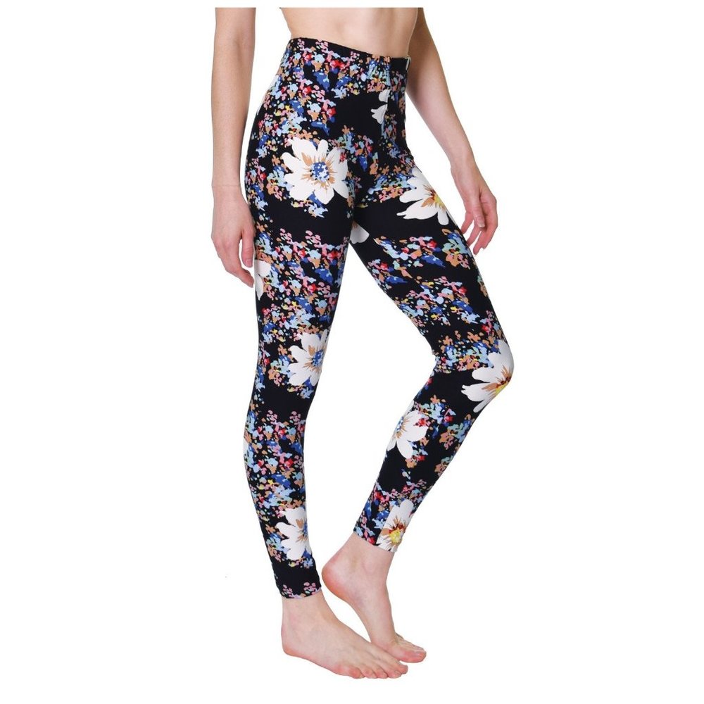 Printed Brushed Leggings - Flower Burst